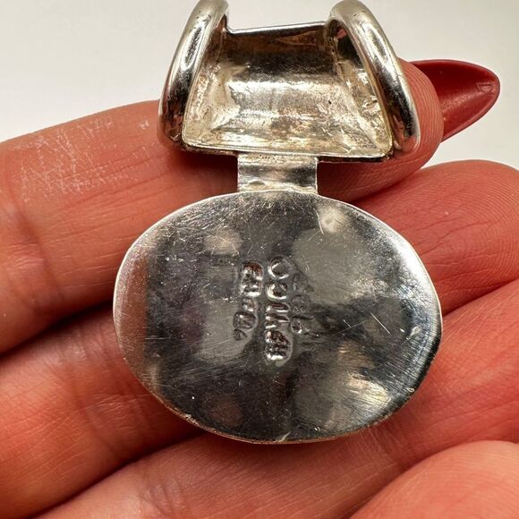 Stunning Sterling Silver TAXCO Black Onyx cabochon, pendant/slide! - Picture 3 of 10